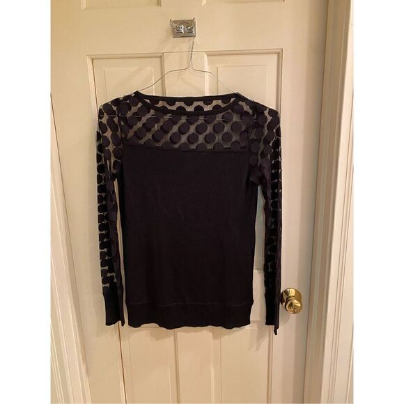 Diane von furstenberg black sheer polka dot sweater small - Picture 1 of 4